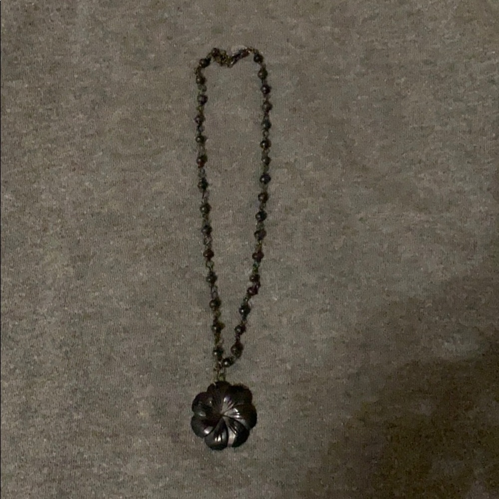 Express black floral necklace